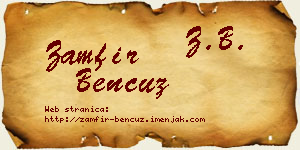 Zamfir Bencuz vizit kartica